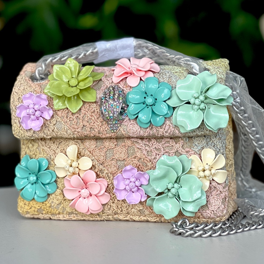 KURT GEIGER Kensington flowers lace fabric mini crossbody shoulder bag